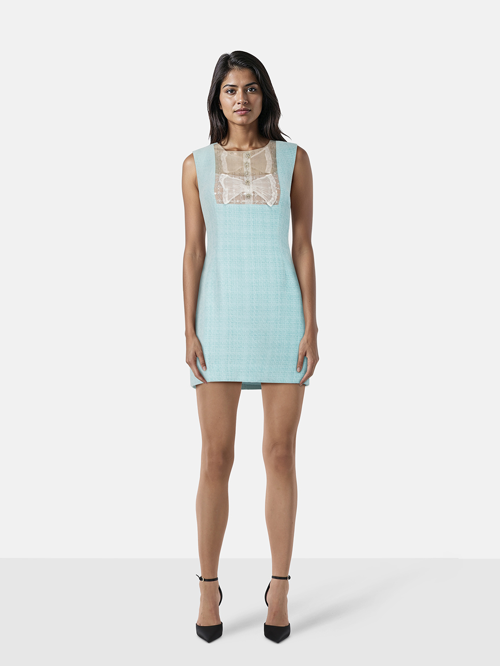 Self-Portrait Blue Boucle Mini Dress