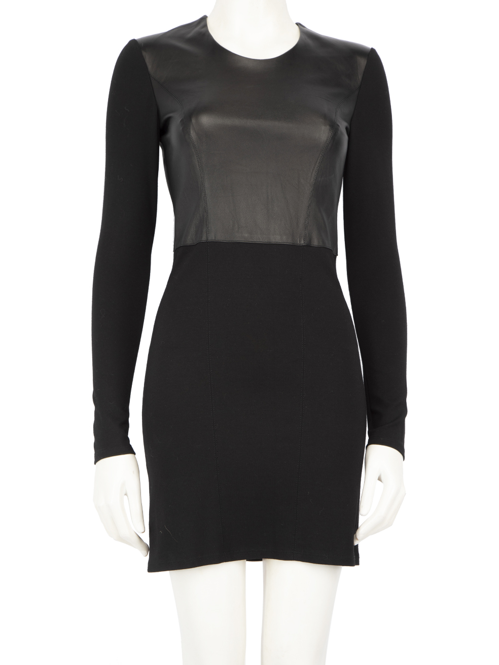 Helmut Lang Pre-Owned Black Leather Panel Mini Length Dress