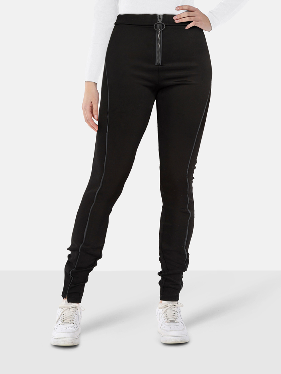 Off-White Black Zipped Stretch Leggings