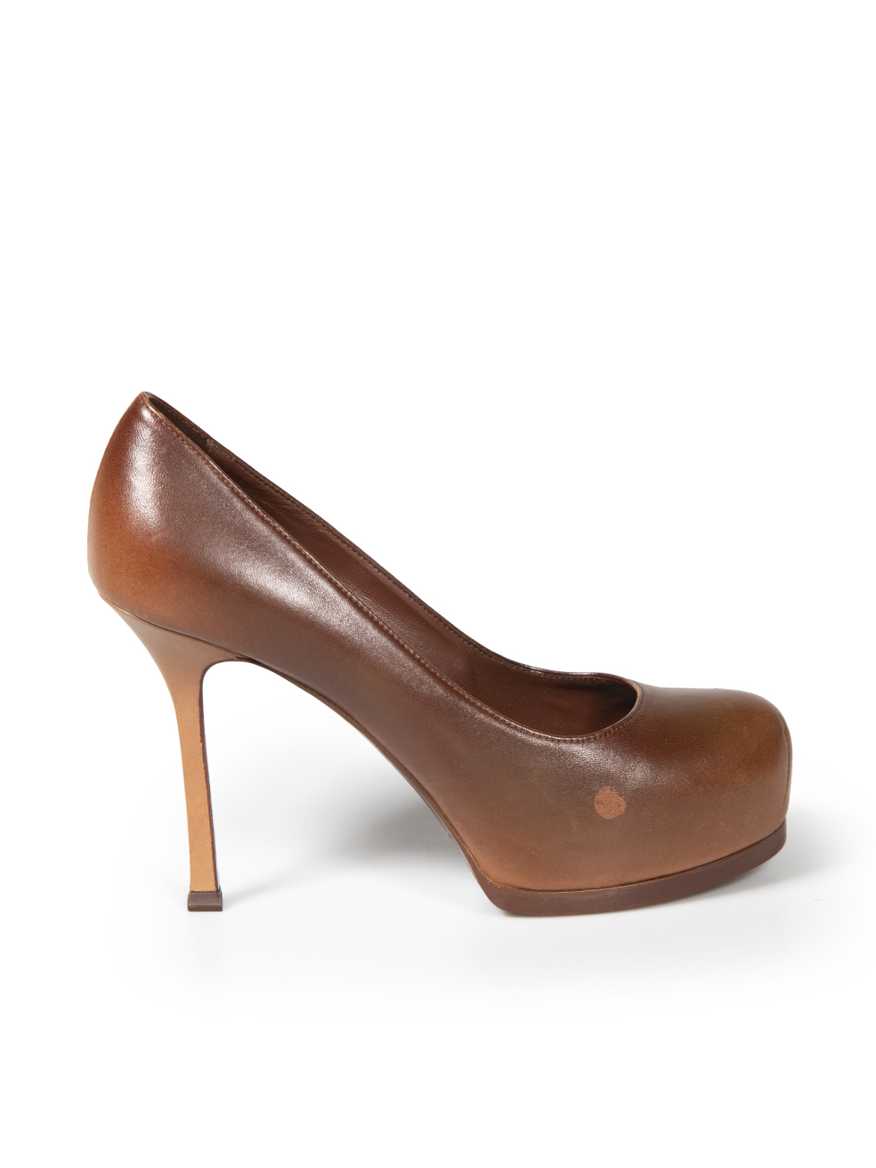 Saint Laurent Pre-Owned Brown Leather Round Toe Pumps