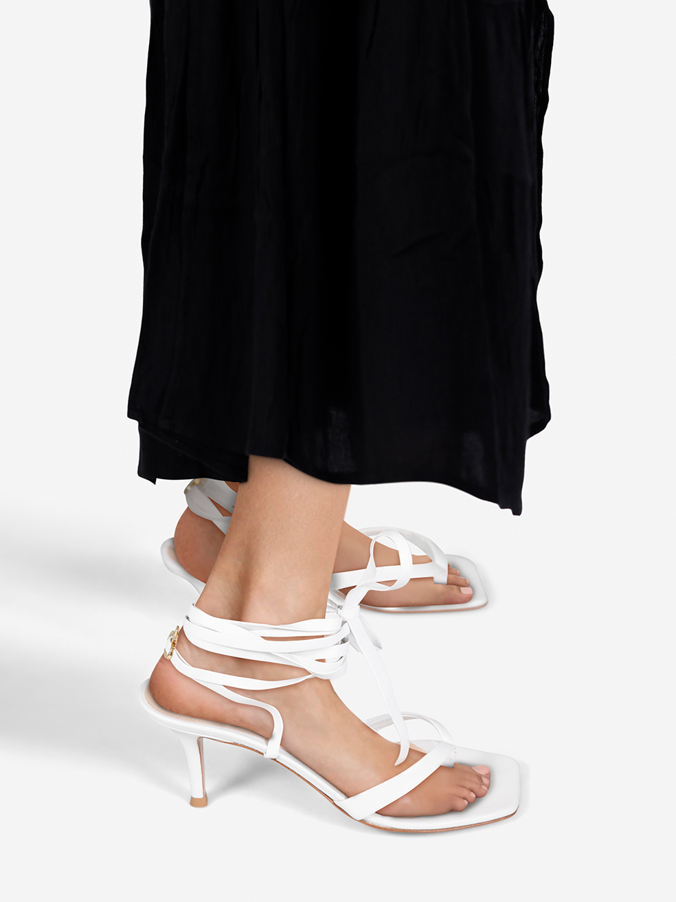 Gianvito Rossi White Leather Ankle Tied Sandals