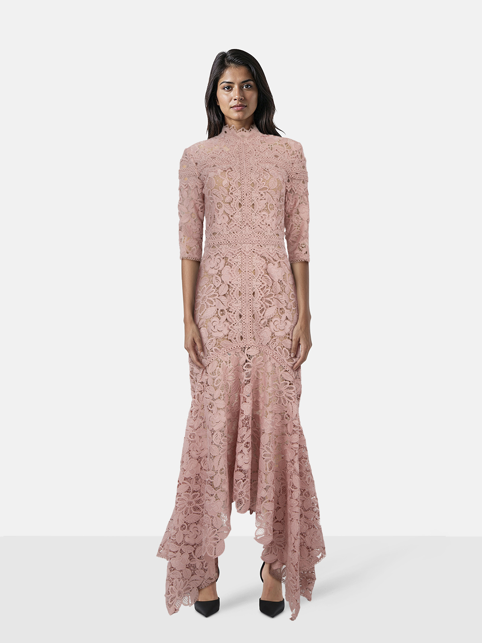 Costarellos Pink Kalissa Guipure Lace Cocktail Dress