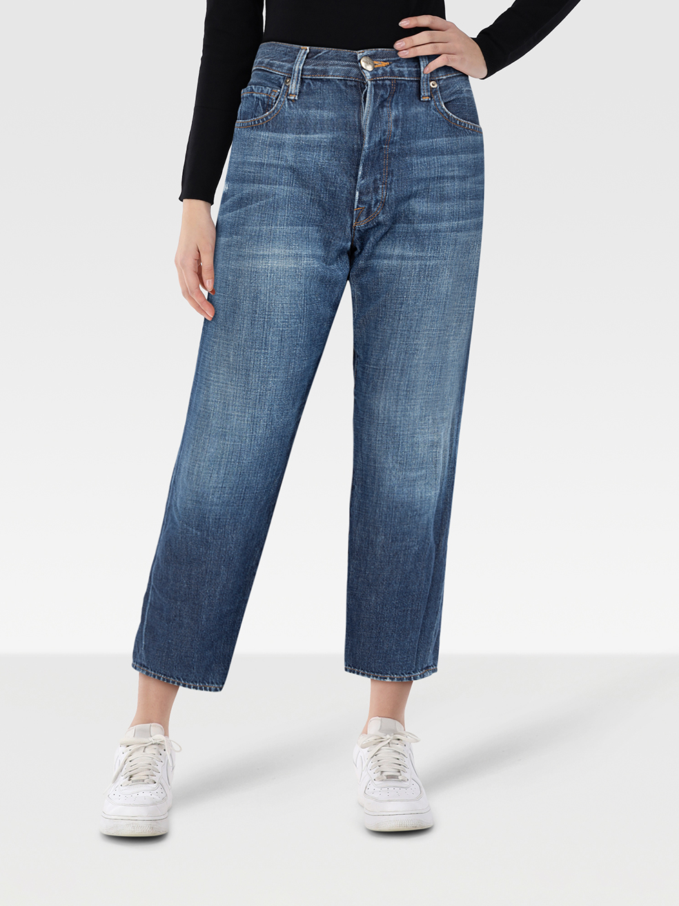 FRAME Pre-Owned Faded Blue Denim Distressed Jeans