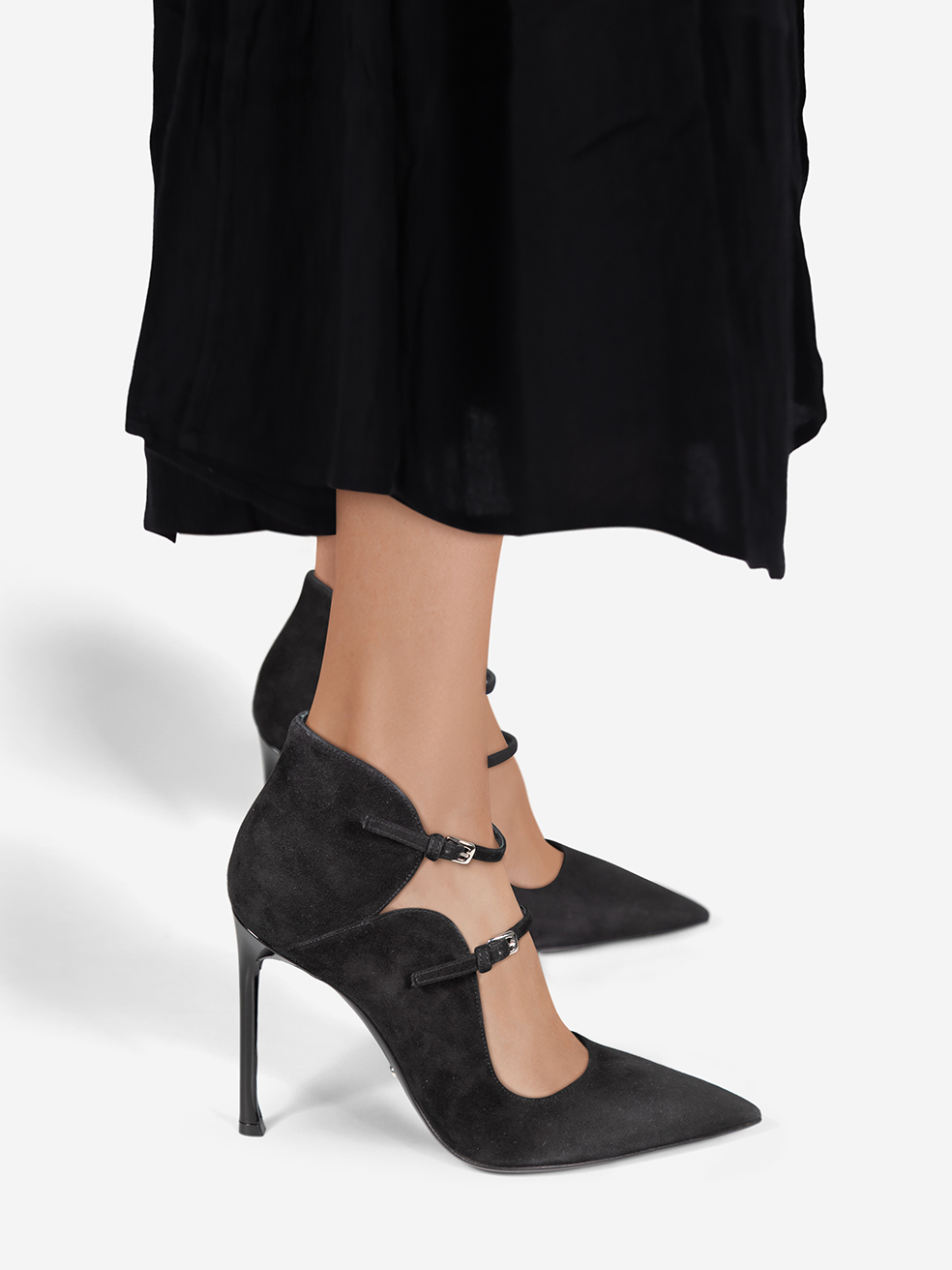 Dior Pre-Owned Black Suede Pointed Toe Strappy Heels