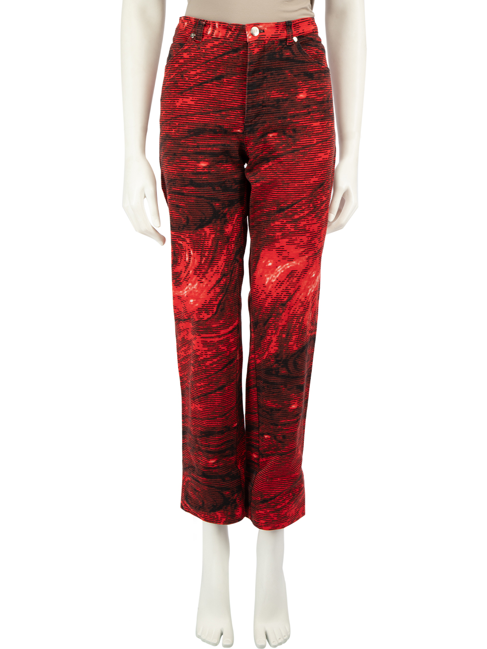 Escada Pre-Owned Red Graphic Printed Capri Trousers