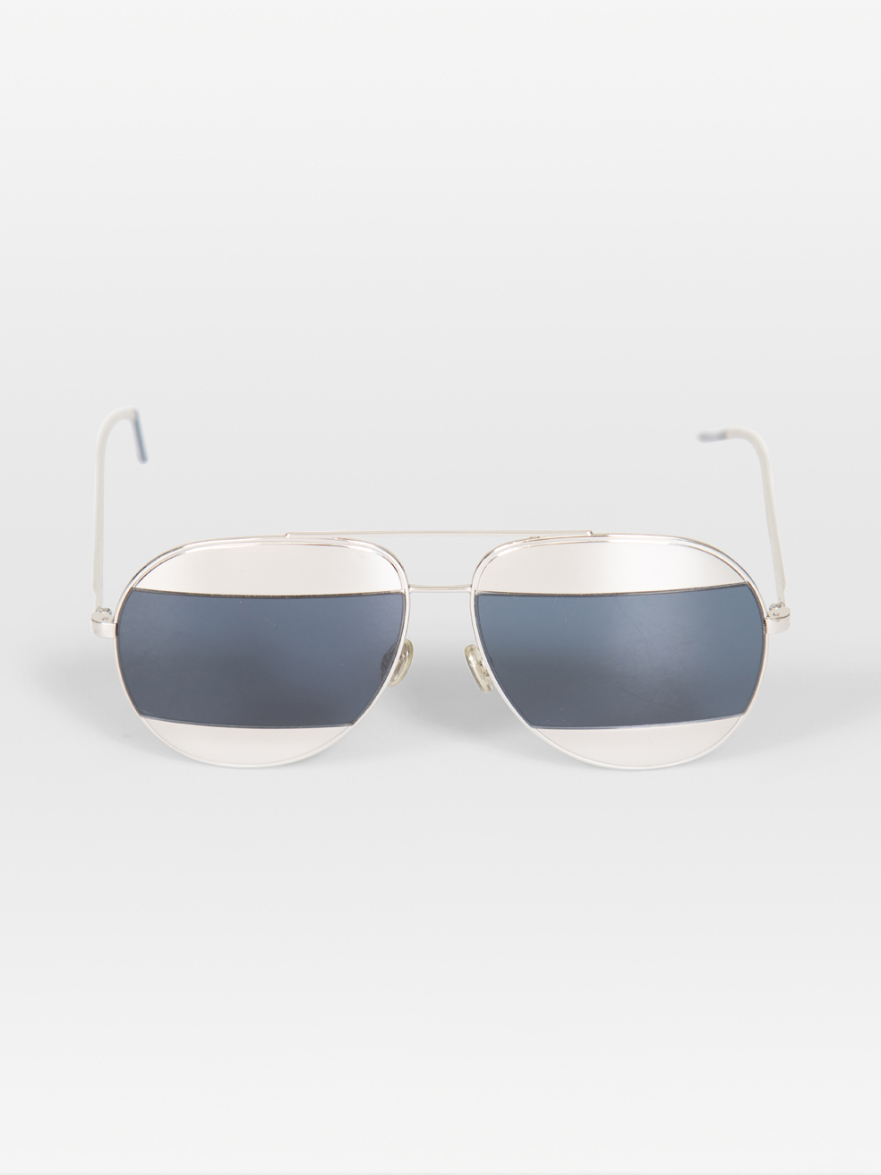 Dior Pre-Owned Silver Split Lens Aviator Mirrored Sunglasses