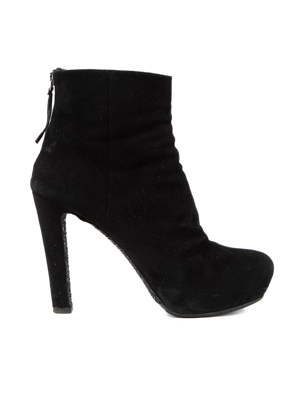 Miu Miu Pre-Owned Black Suede Ankle Boots with Glitter Sole