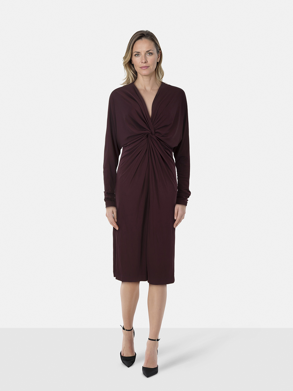 Anine Bing Burgundy Twist Detail Dress