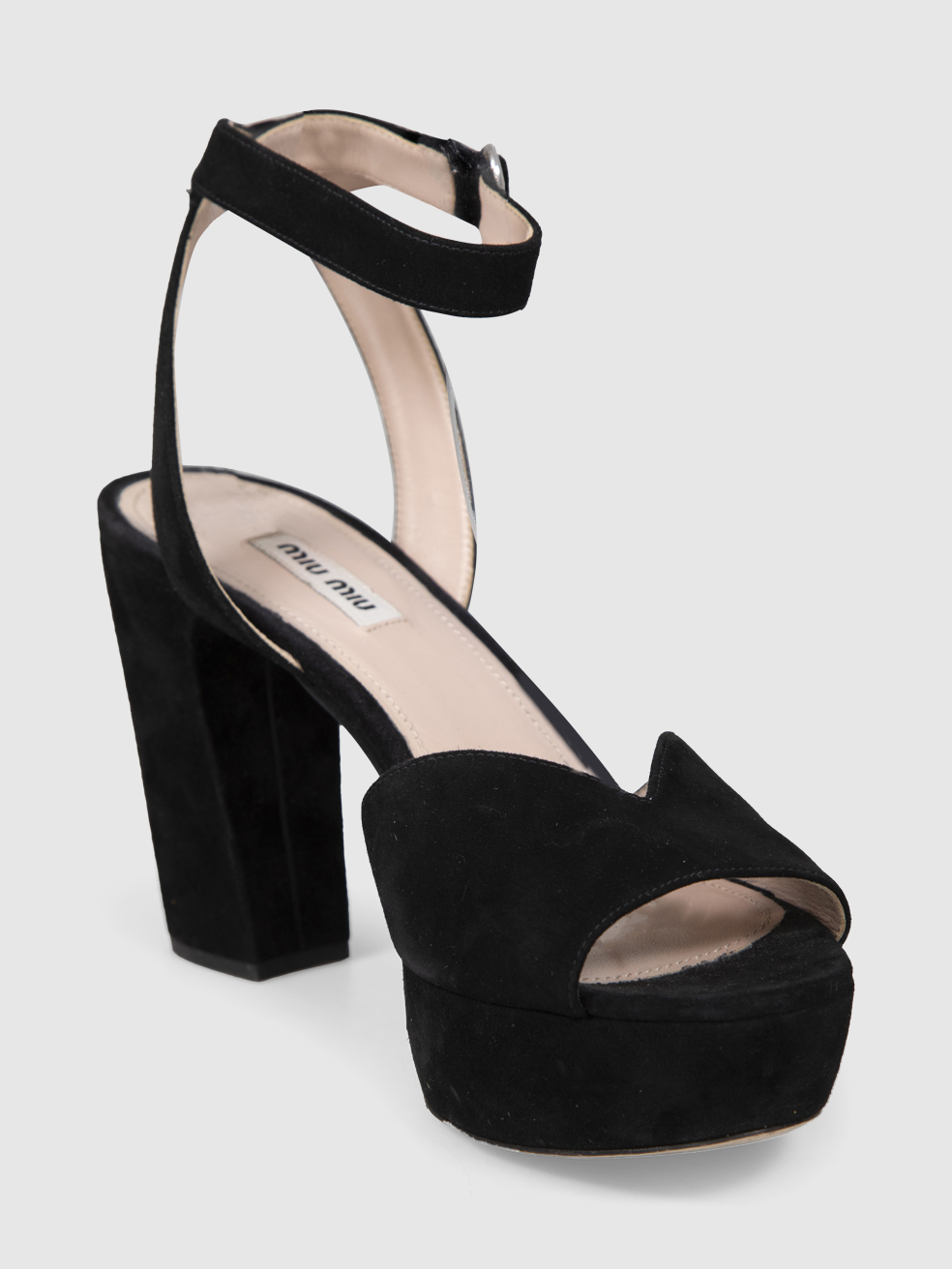 Miu Miu Black Suede Platform Sandals