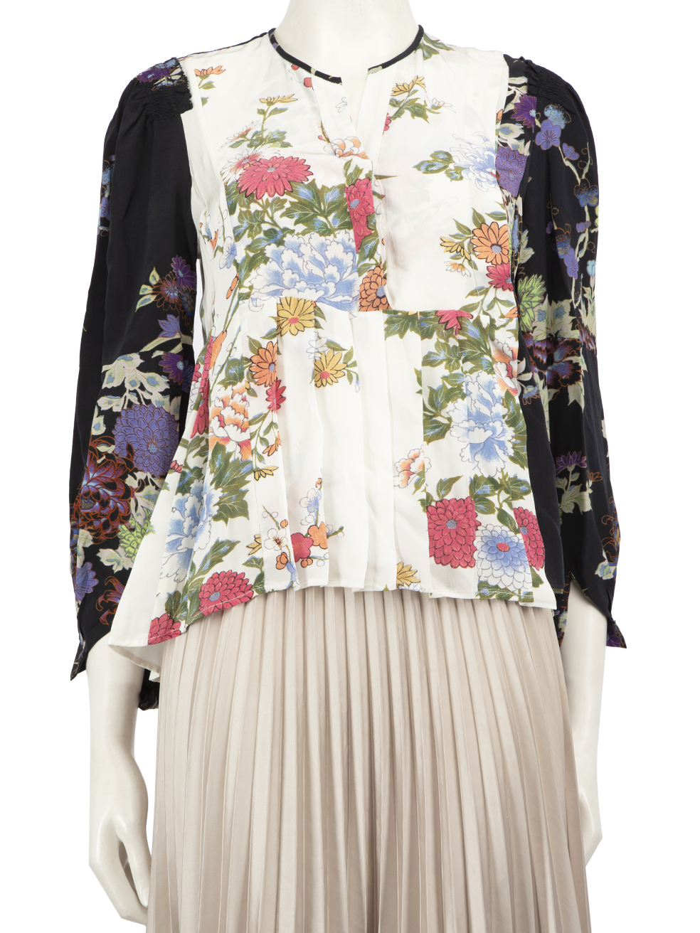 Isabel Marant Silk Floral Print Pleated Blouse