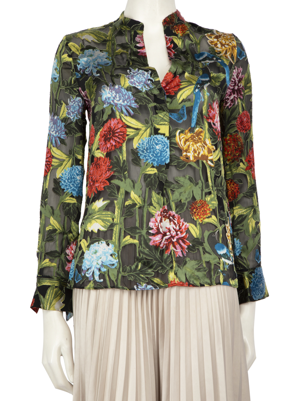Alice + Olivia Pre-Owned Floral Pattern Sheer Blouse