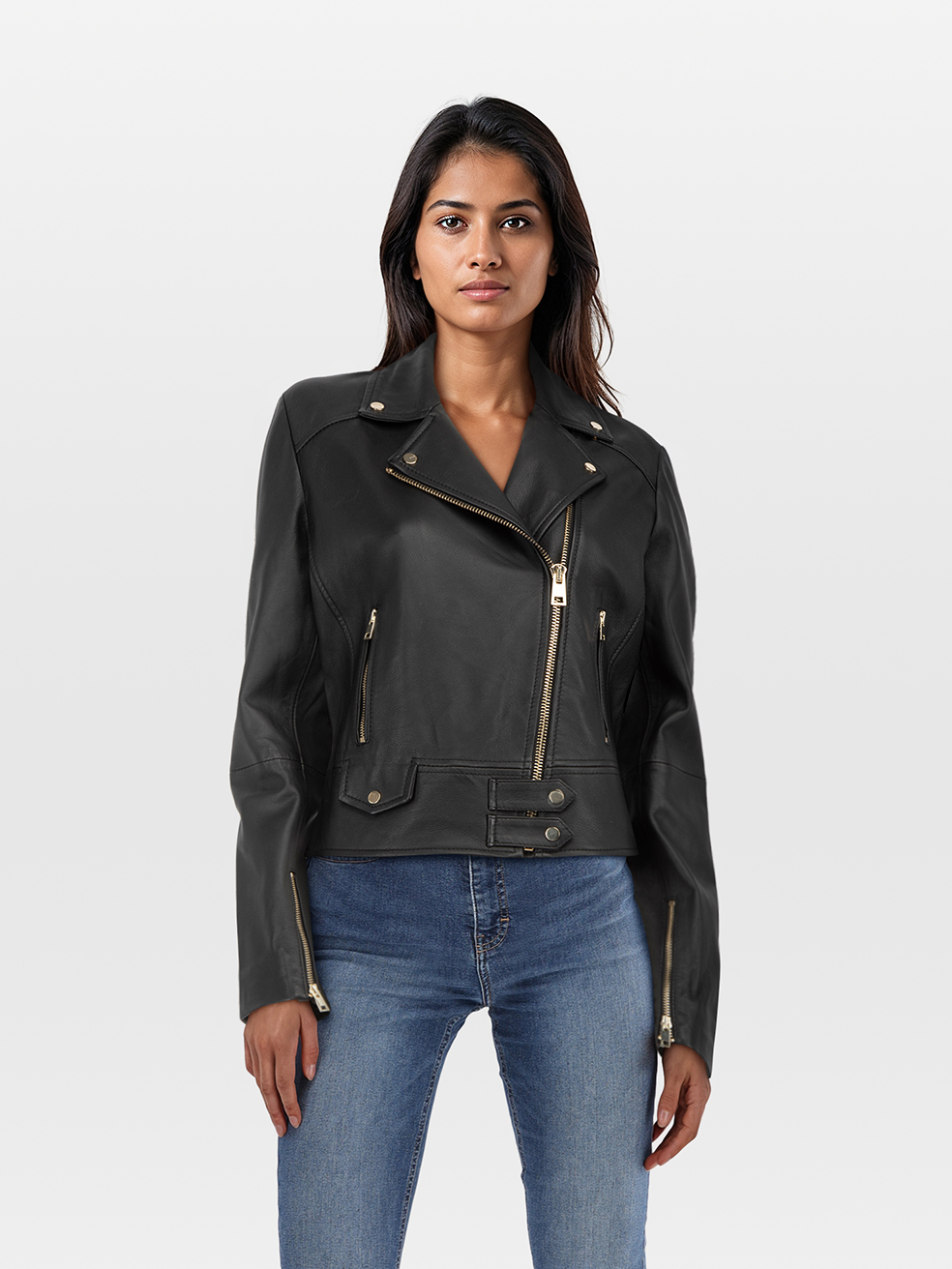 Pinko Black Leather Sensibile Biker Jacket
