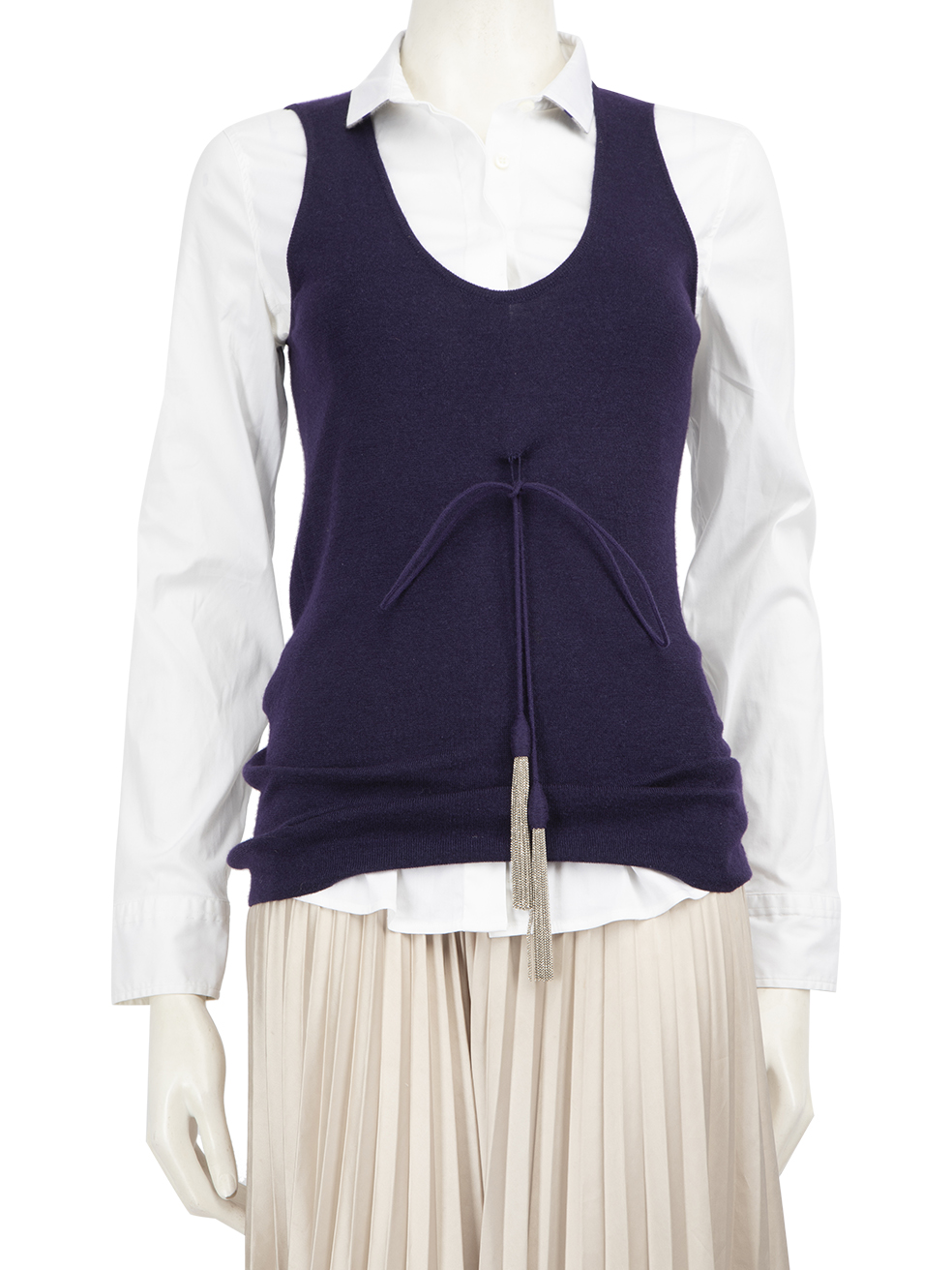Brunello Cucinelli Pre-Owned White & Purple Overlay & Shirt Set