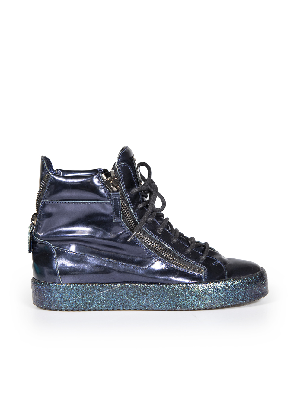 Giuseppe Zanotti Pre-Owned Navy Patent High-Top Trainers