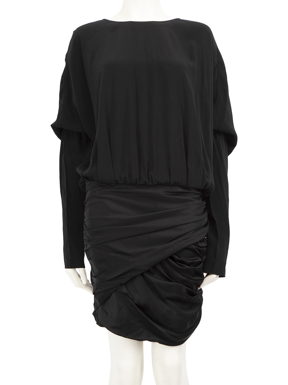 Saint Laurent Black Mini Batwing Sleeve Dress