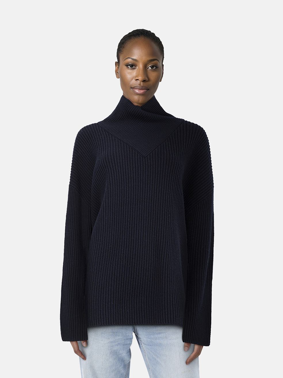 Tot�me Navy Wrapped Neck Knit Jumper