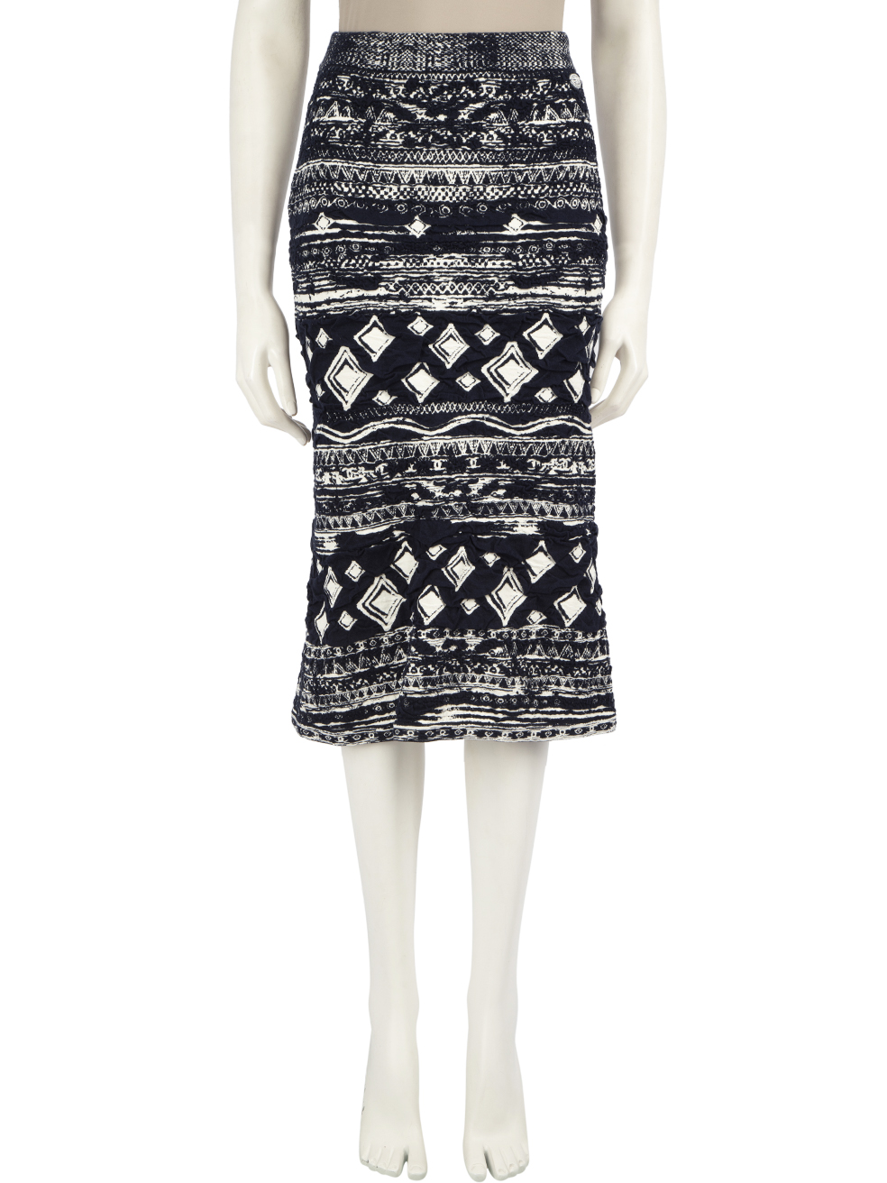 Chanel Pre-Owned 2018 Navy Abstract Knee-length Skirt