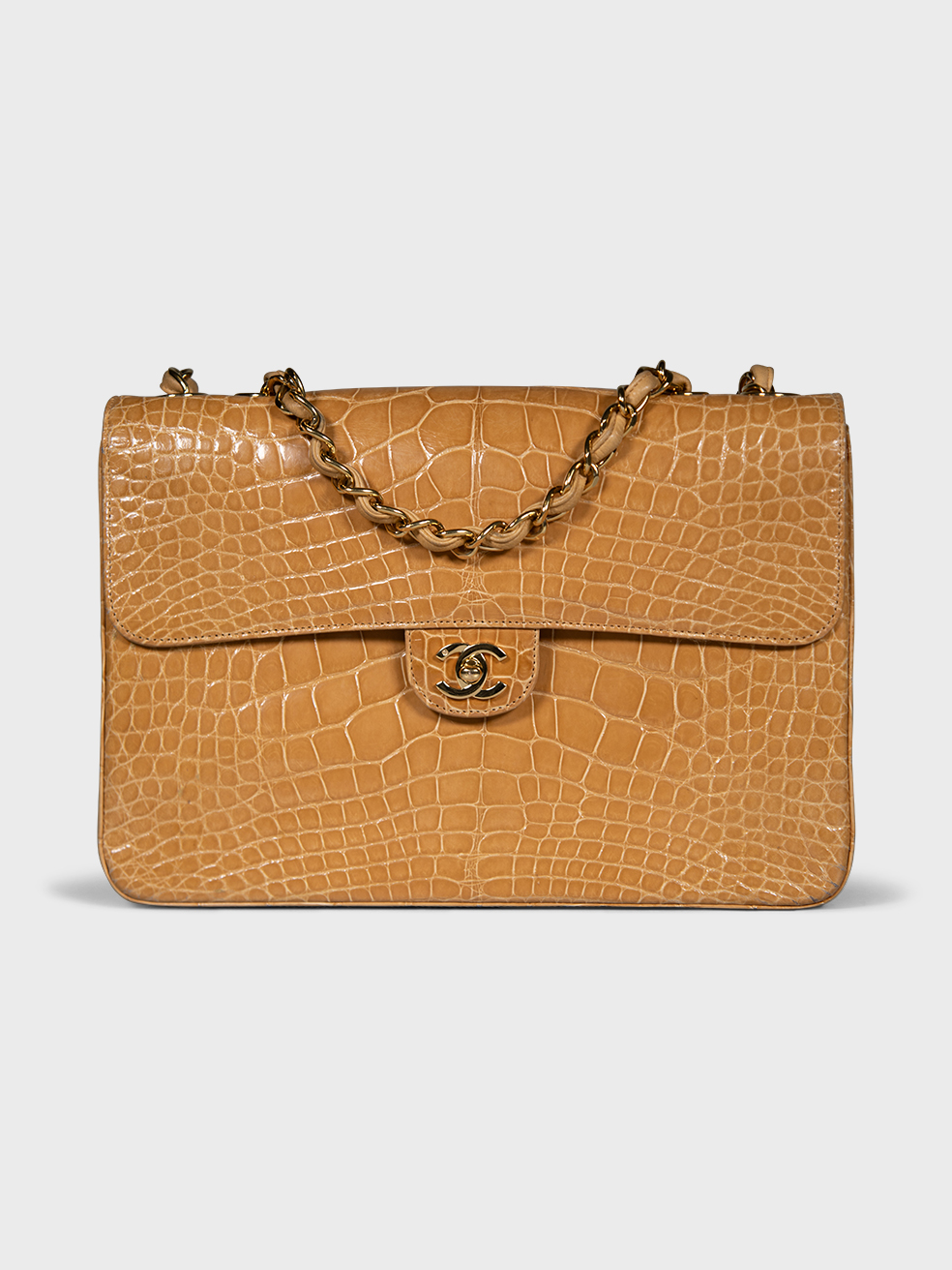 Chanel Pre-Owned 2005-2006 Beige Crocodile Jumbo Single Flap