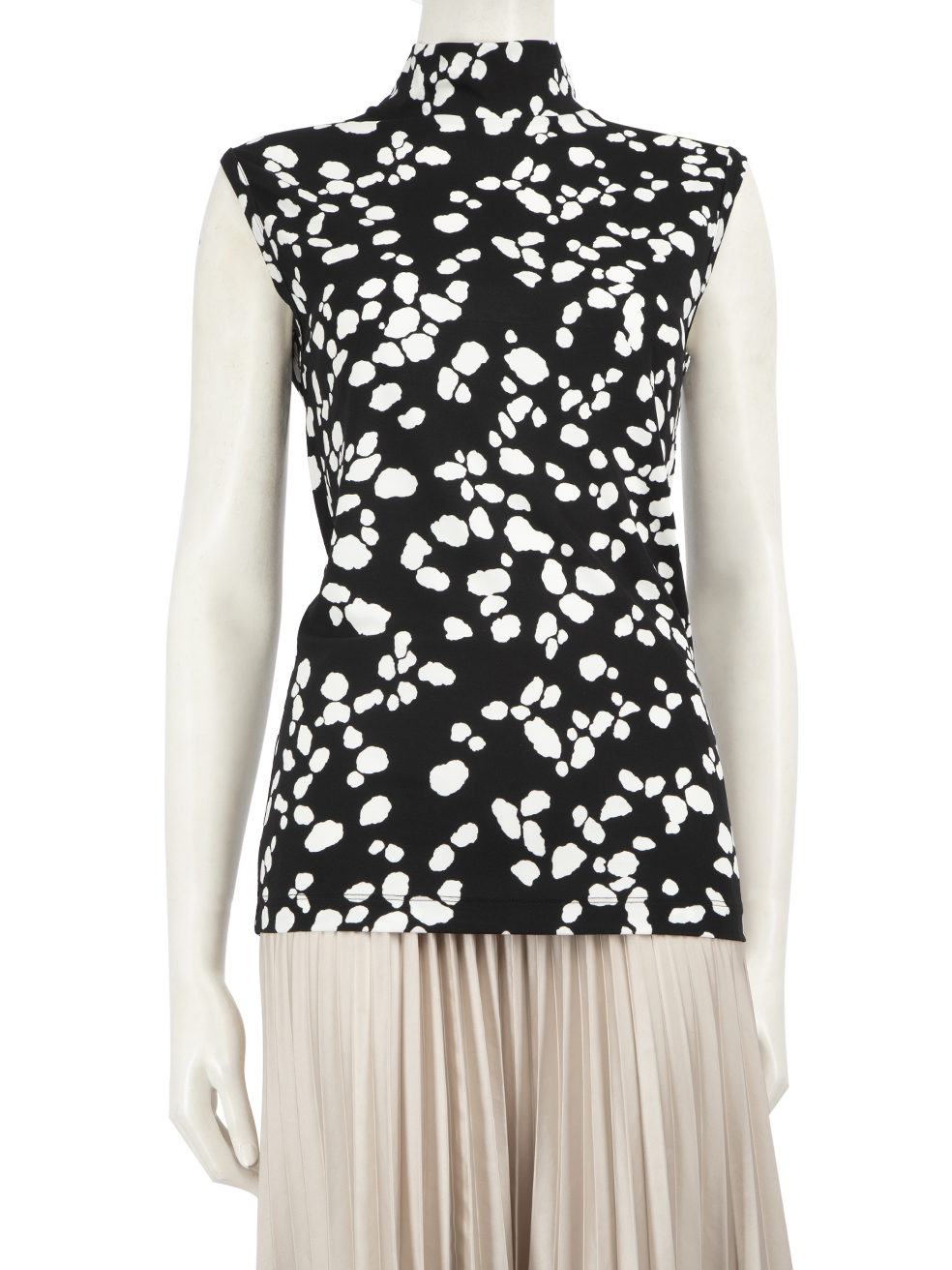 Versace Black Abstract Turtleneck Top