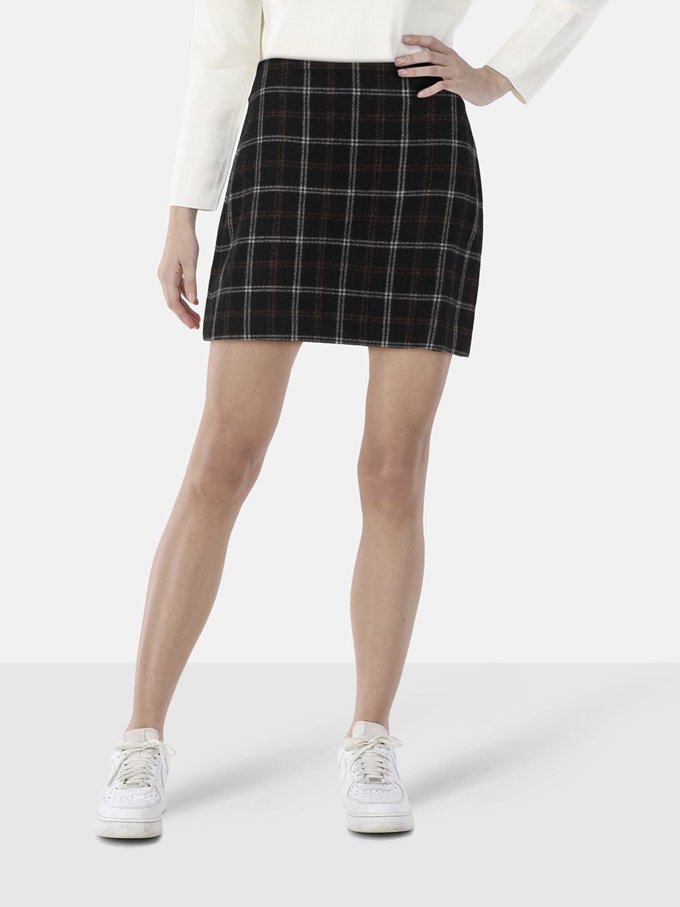 Reformation Black Tartan Mini Skirt