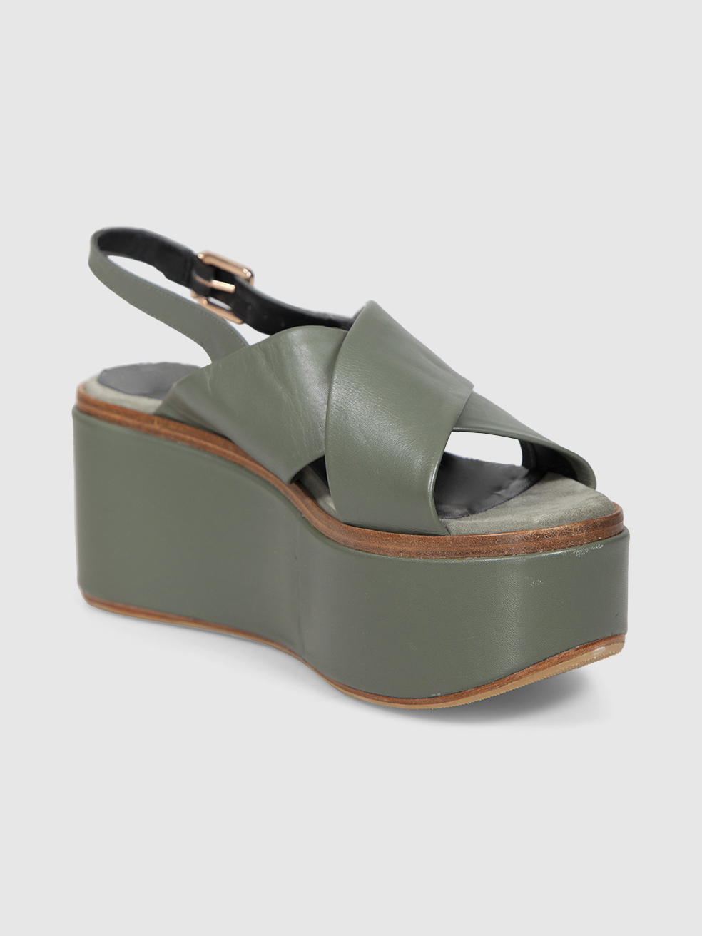 Clergerie Khaki Paris Criss Cross Sandals