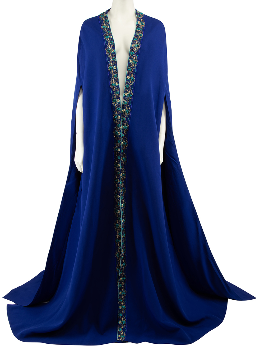 Honayda AW22 Blue Embroidered Accent Long Cape