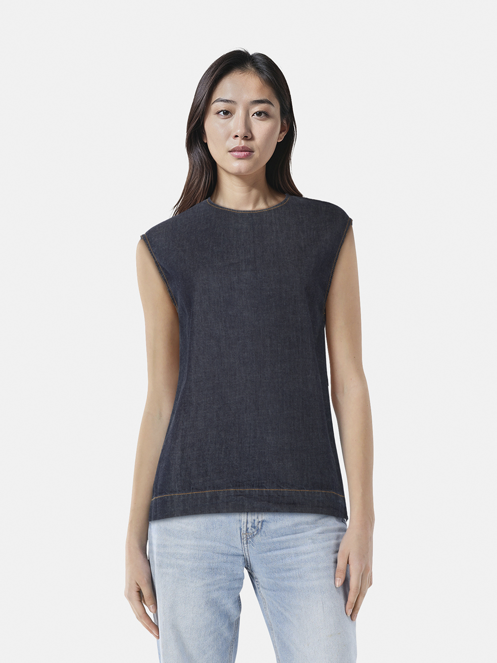 Stella McCartney Navy Denim Sleeveless Tank Top