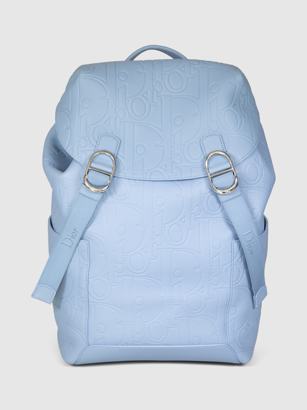 Dior 2026 Blue Oblique Leather Jett Flap Backpack