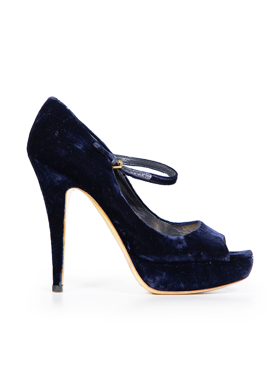 Miu Miu Pre-Owned Blue Velvet Peep Toe Heels