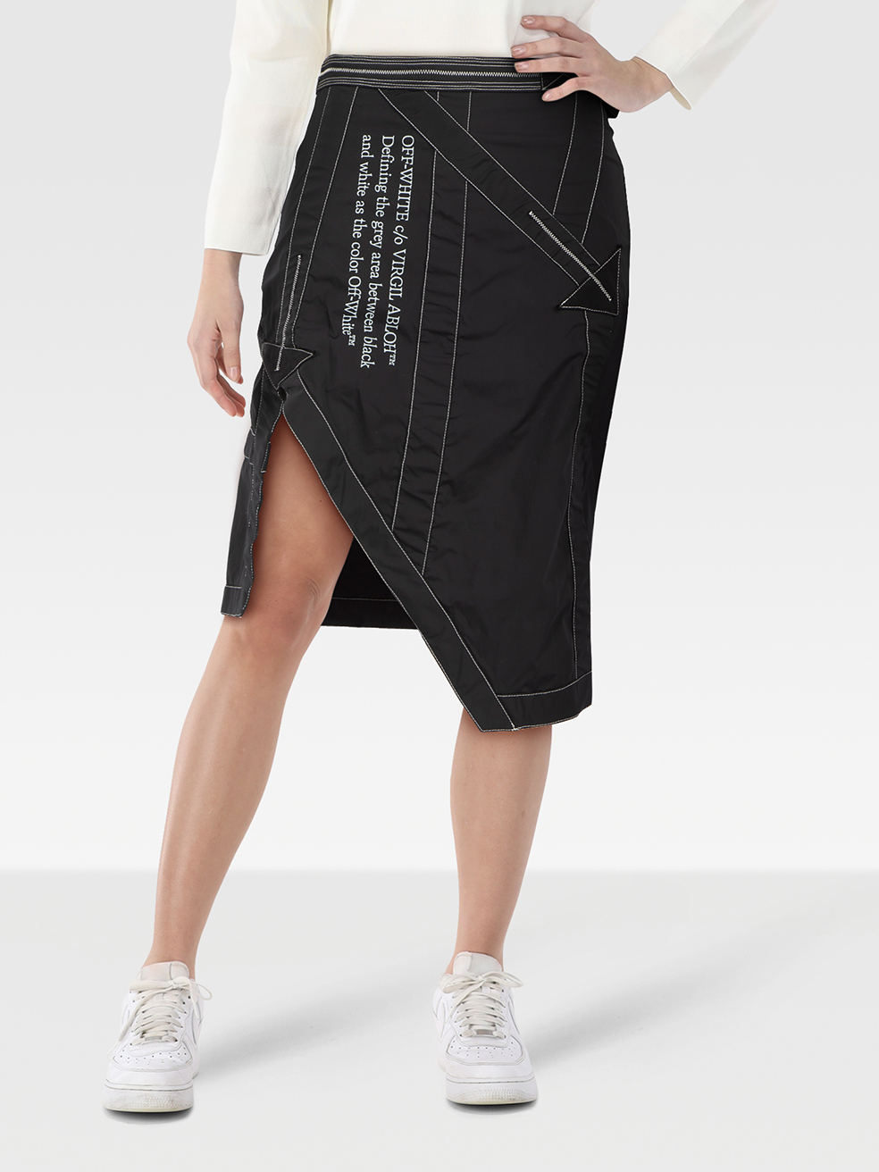 Off-White Pre-Owned Black Asymmetrical Hem Nylon Skirt