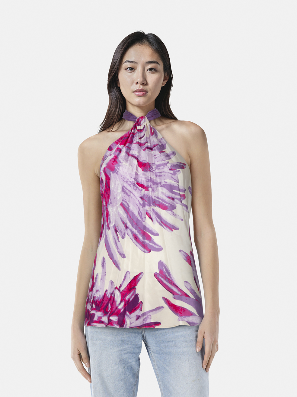 Roberto Cavalli Women's Multicolour Floral Printed Halter Neck Top