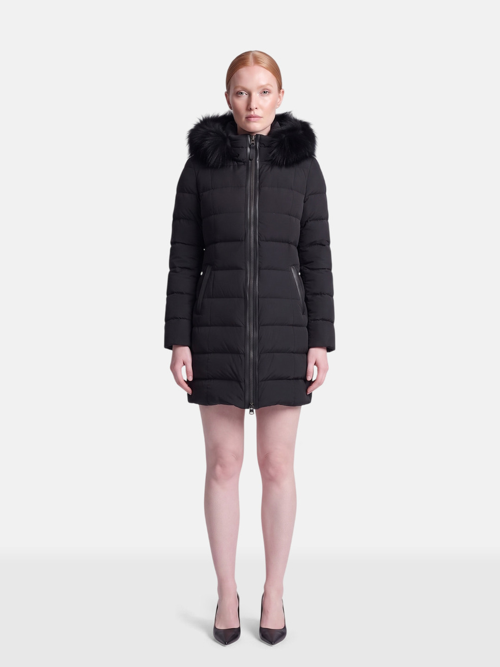 Mackage Black Silver Fox Fur Goose Down Puffer Coat
