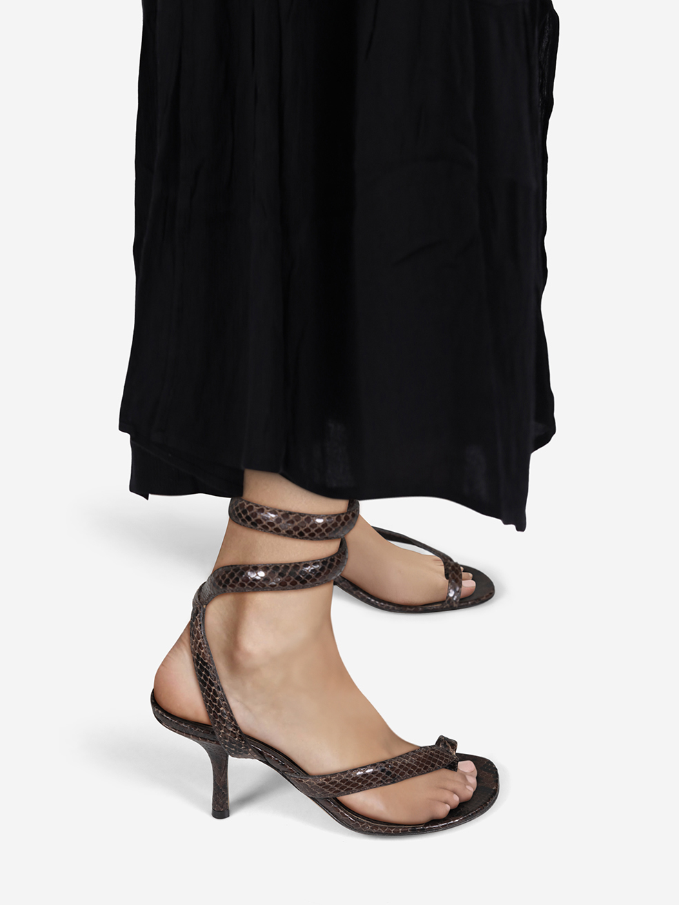 Bottega Veneta Pre-Owned Brown Snakeskin Spiral Sandals