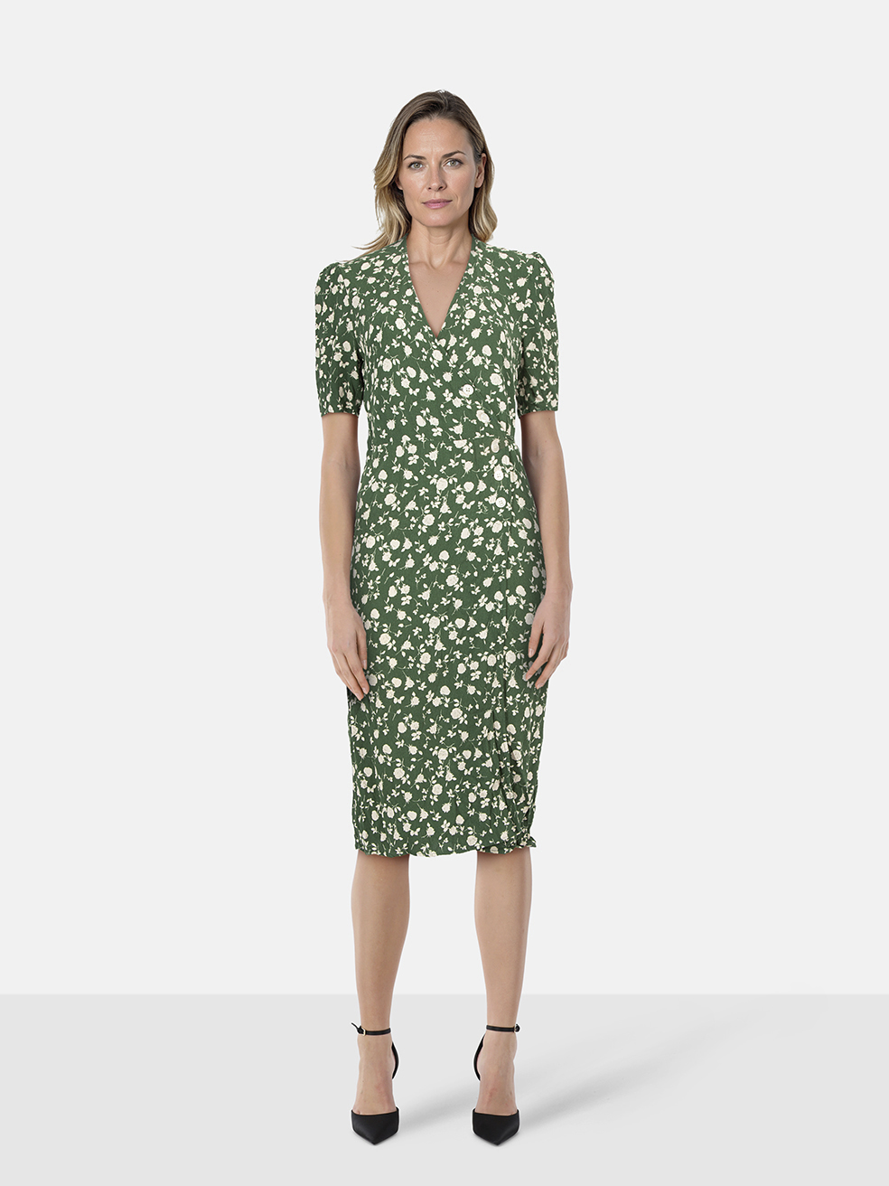 Rouje Green Floral Midi Dress