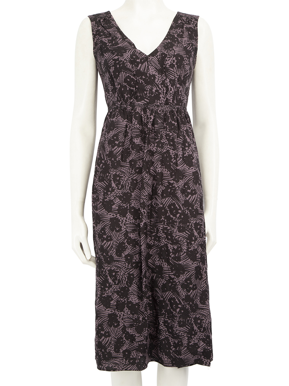 Burberry Purple V Neck Midi Dress