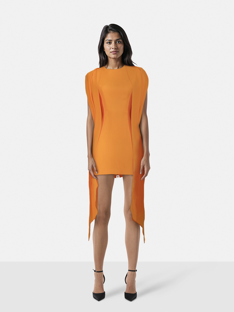 Alex Perry Orange Drape Detail Bodycon Dress