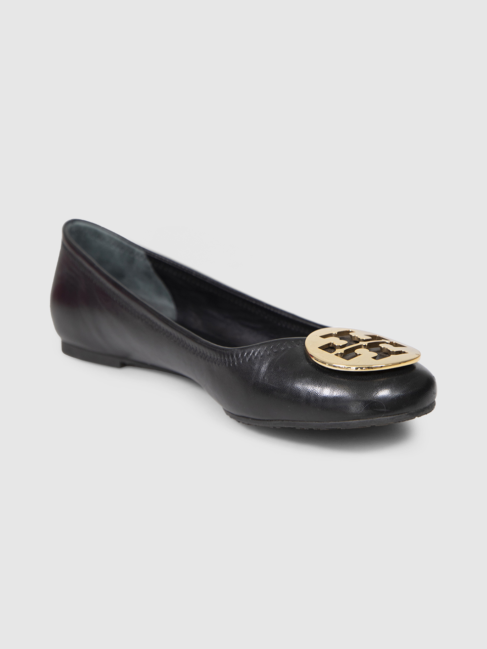 Tory Burch Black Reva Leather Ballet Flats