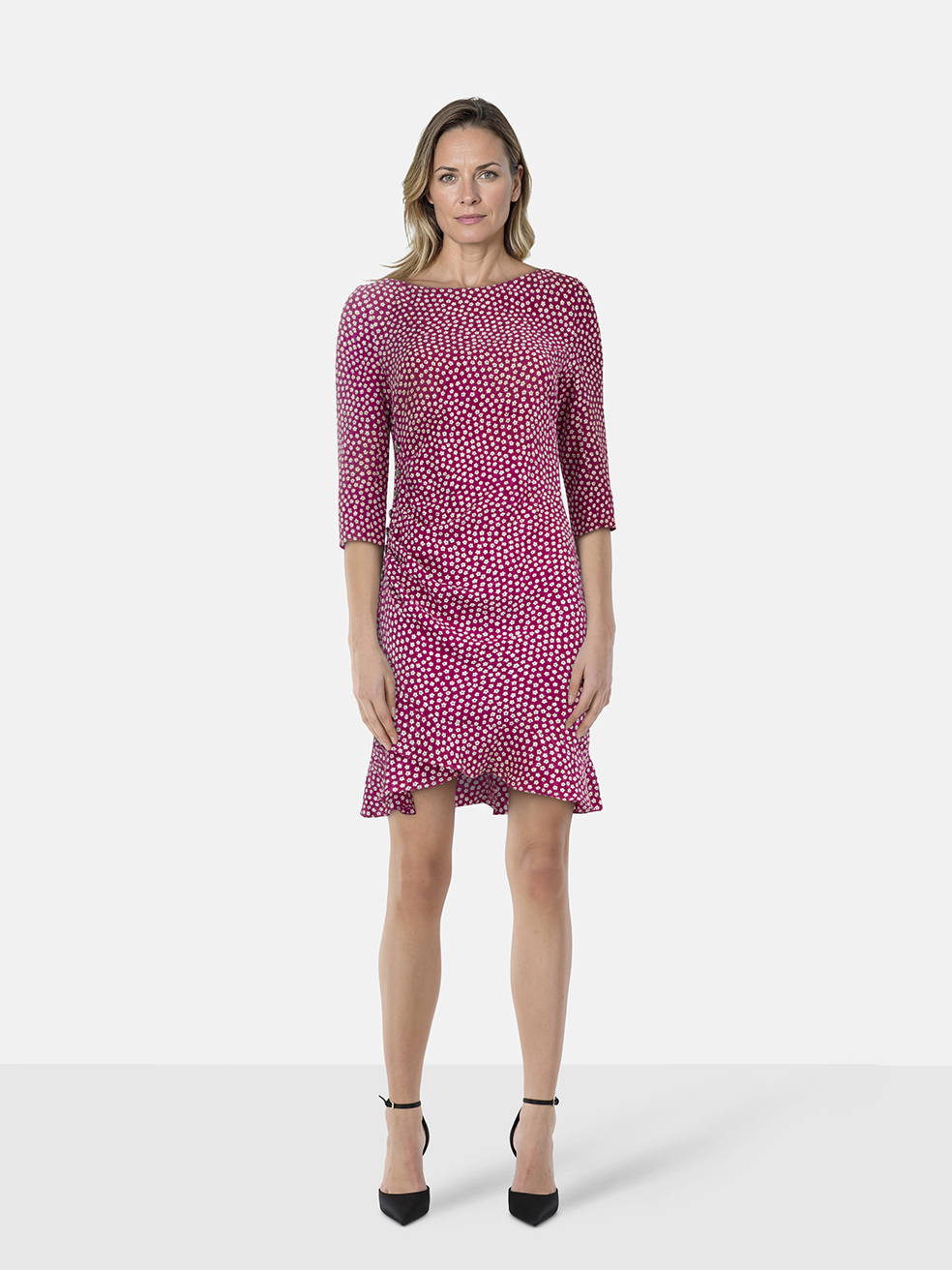 Azzaro Purple Silk Floral Dress