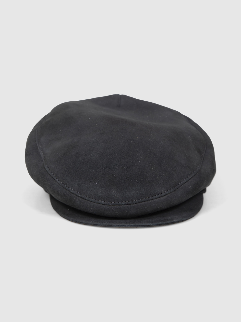 Borsalino  Black Suede Fur Lined Baker Boy Hat