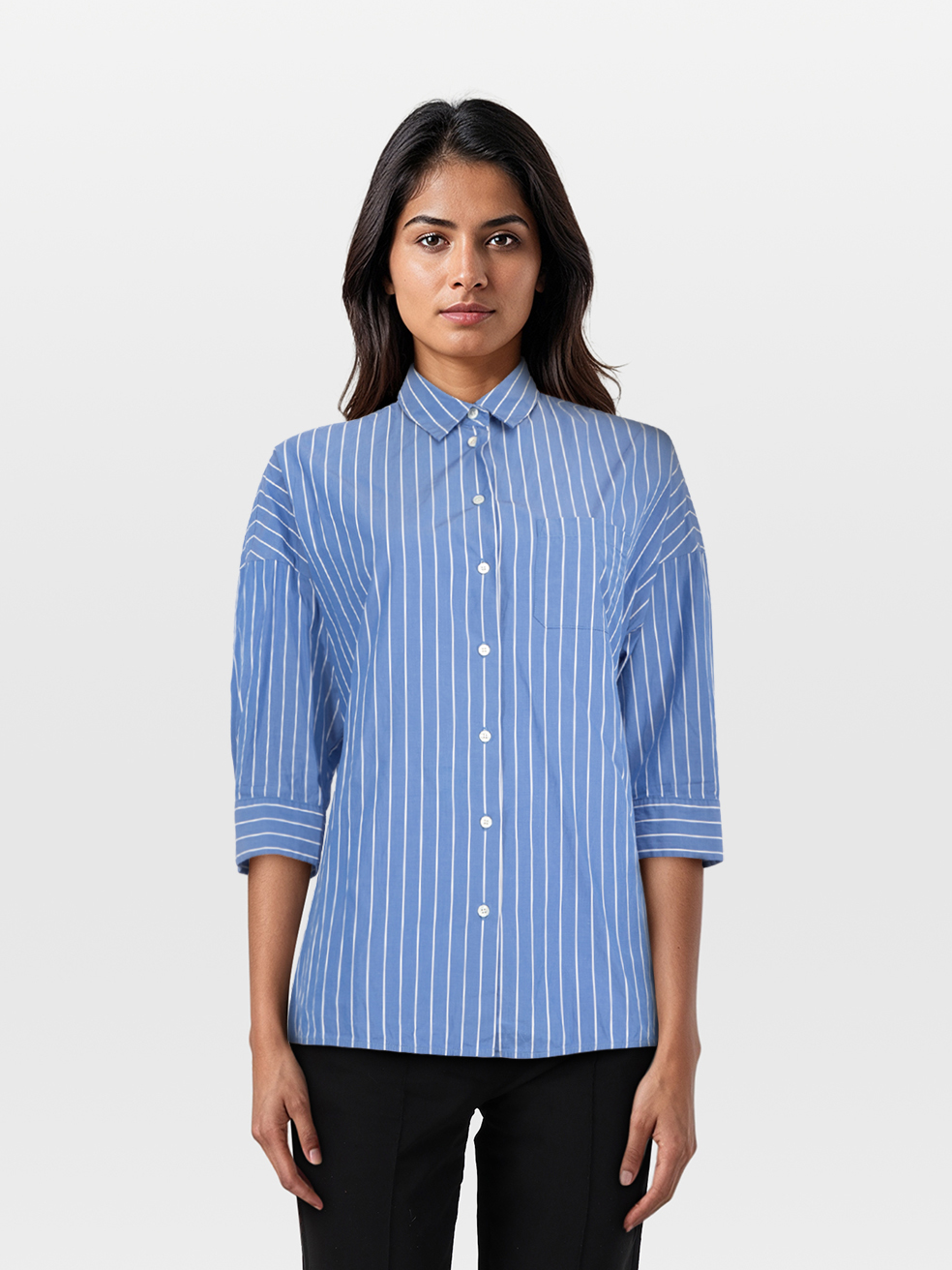 Max Mara Pre-Owned Weekend MaxMara Blue & White Stripe Shirt