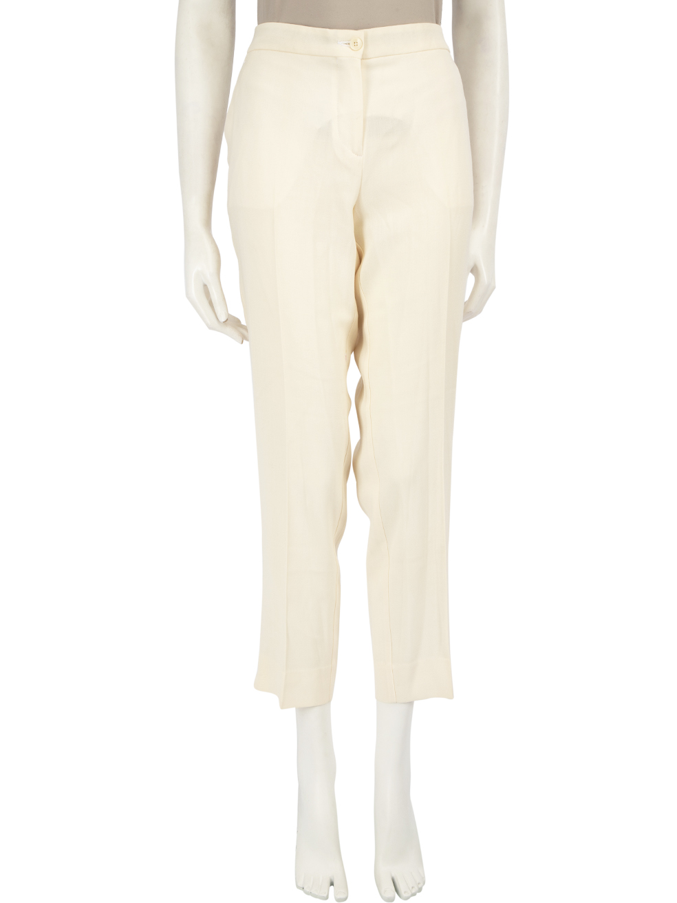 Etro Pre-Owned Cream Wool Tapered Cropped Trousers