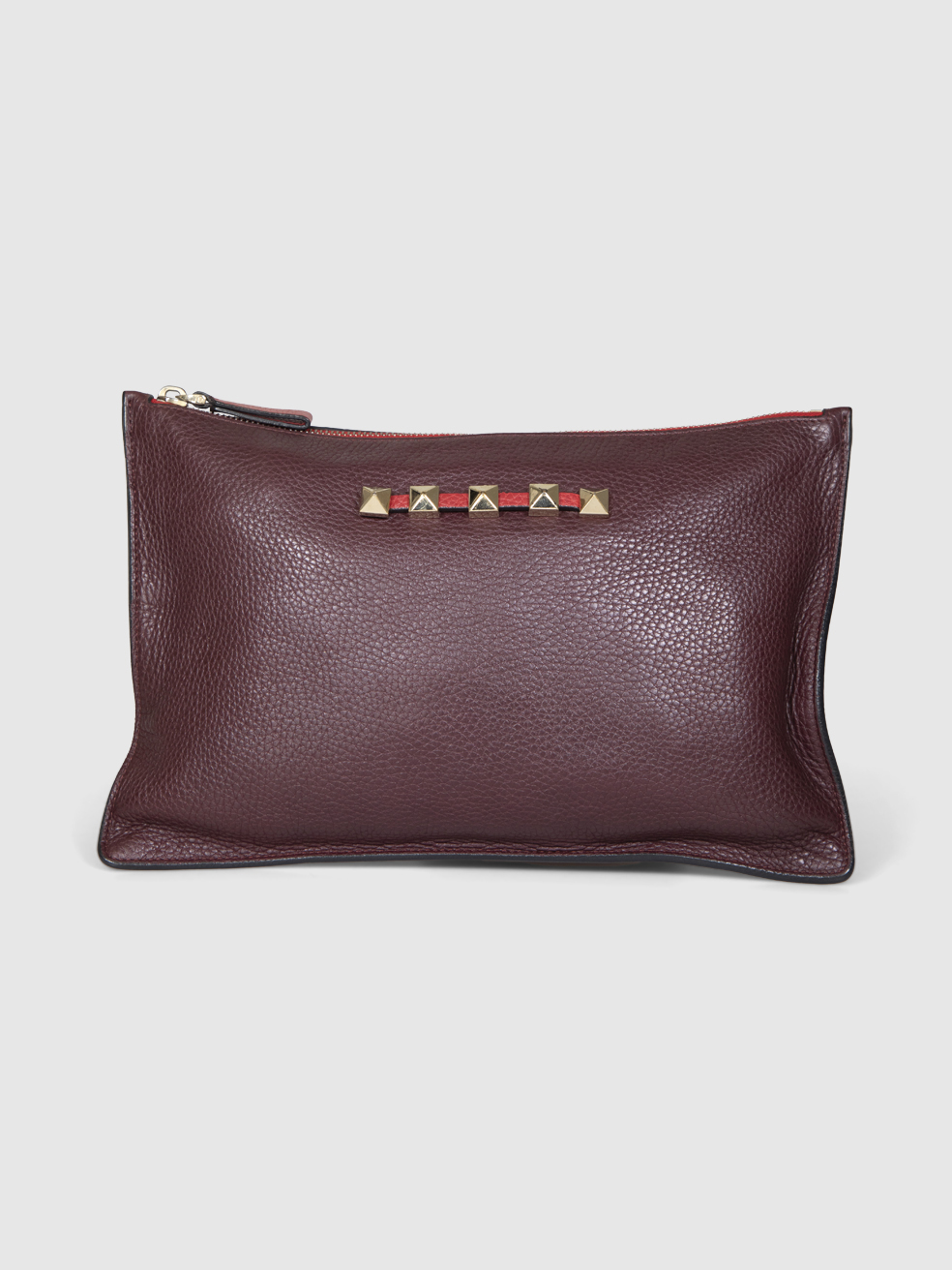 Valentino Garavani Burgundy & Red Leather Clutch