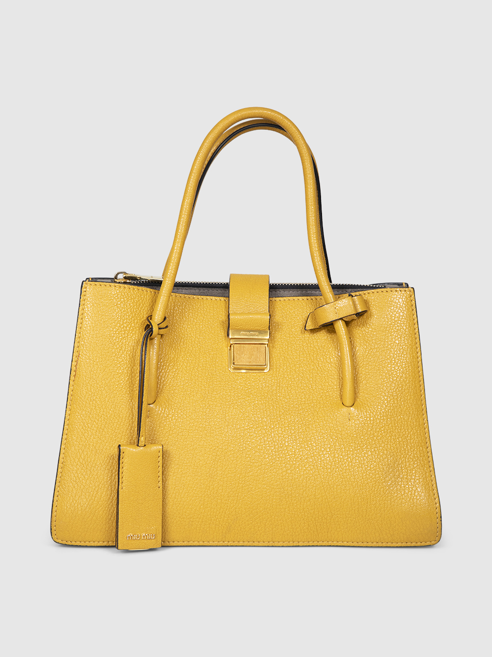 Miu Miu Two Tone Leather Medium Madras Tote Bag