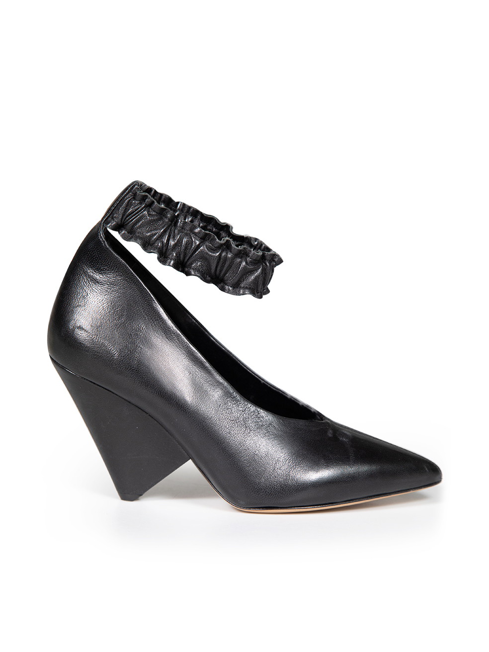 Isabel Marant Pre-Owned Black Leather Ruched Ankle Heels