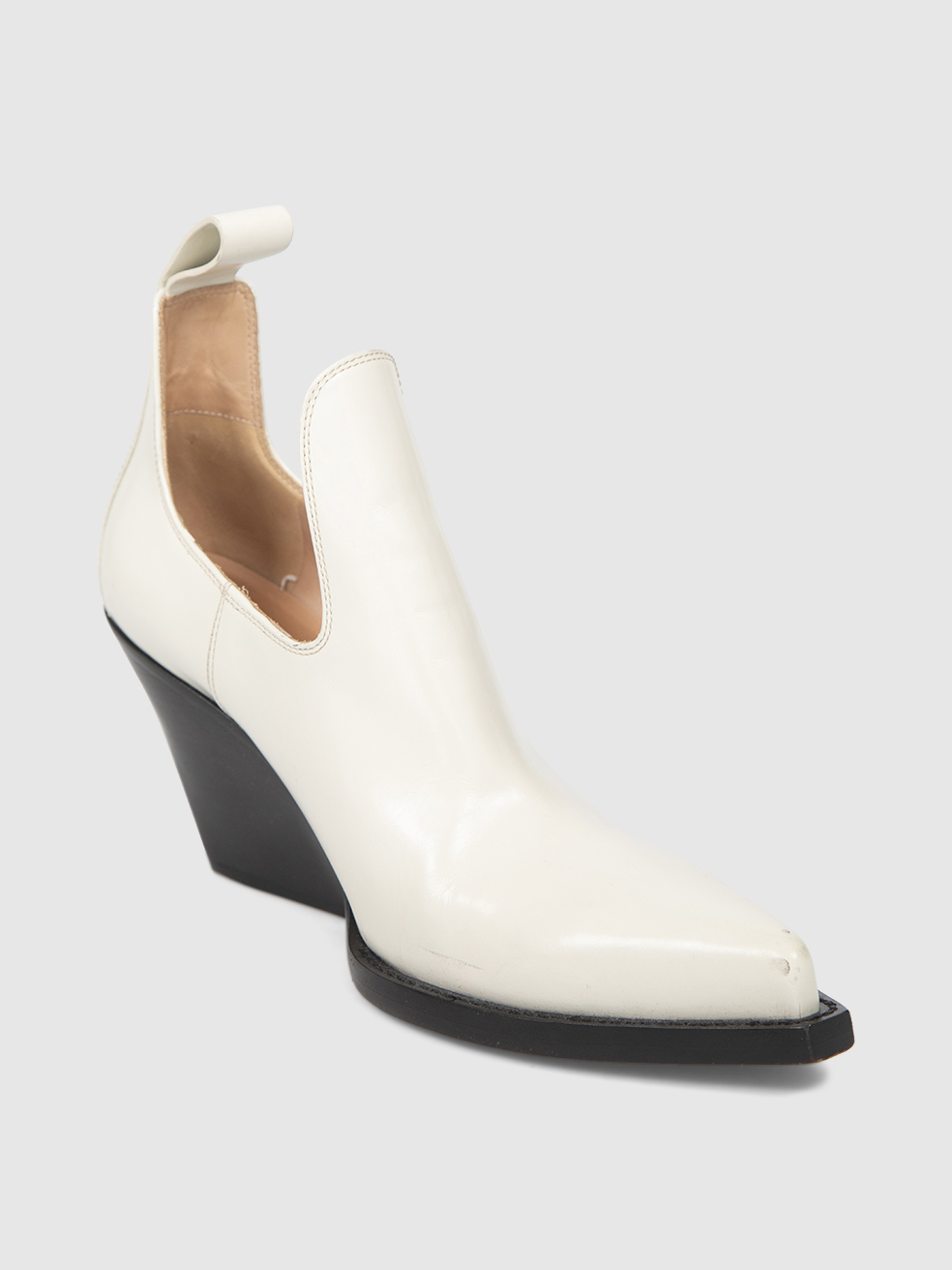 Bottega Veneta White Leather Ankle Cut Out Boots
