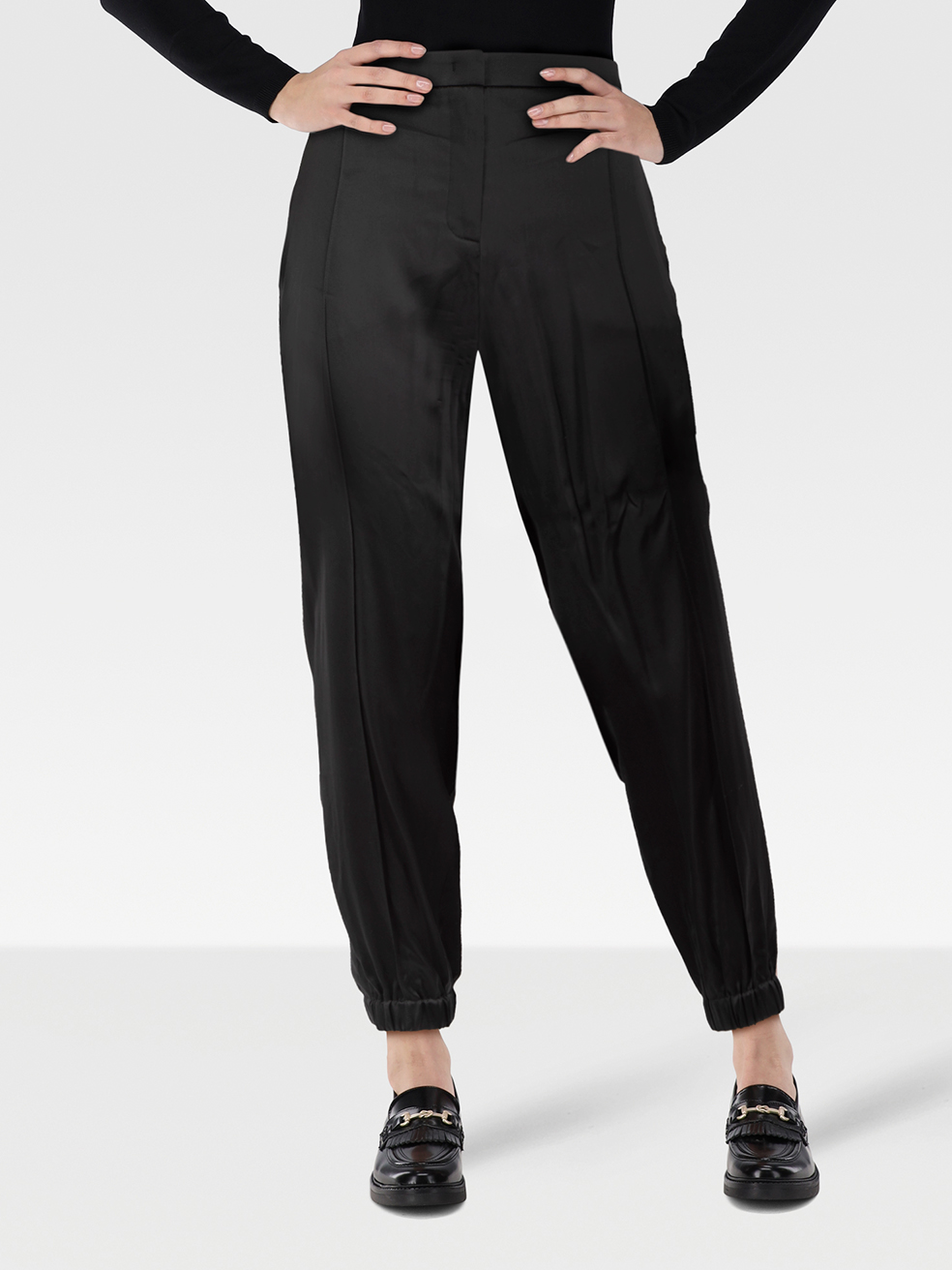 Escada Pre-Owned Black Silk Tapered Trousers