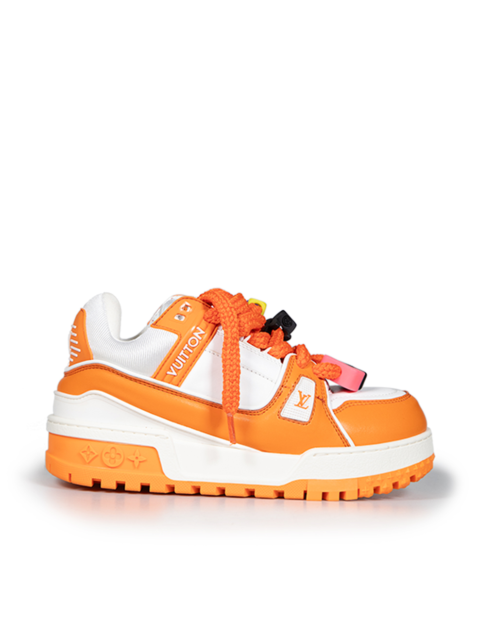 Louis Vuitton Pre-Owned Orange & White Leather Maxi Trainers