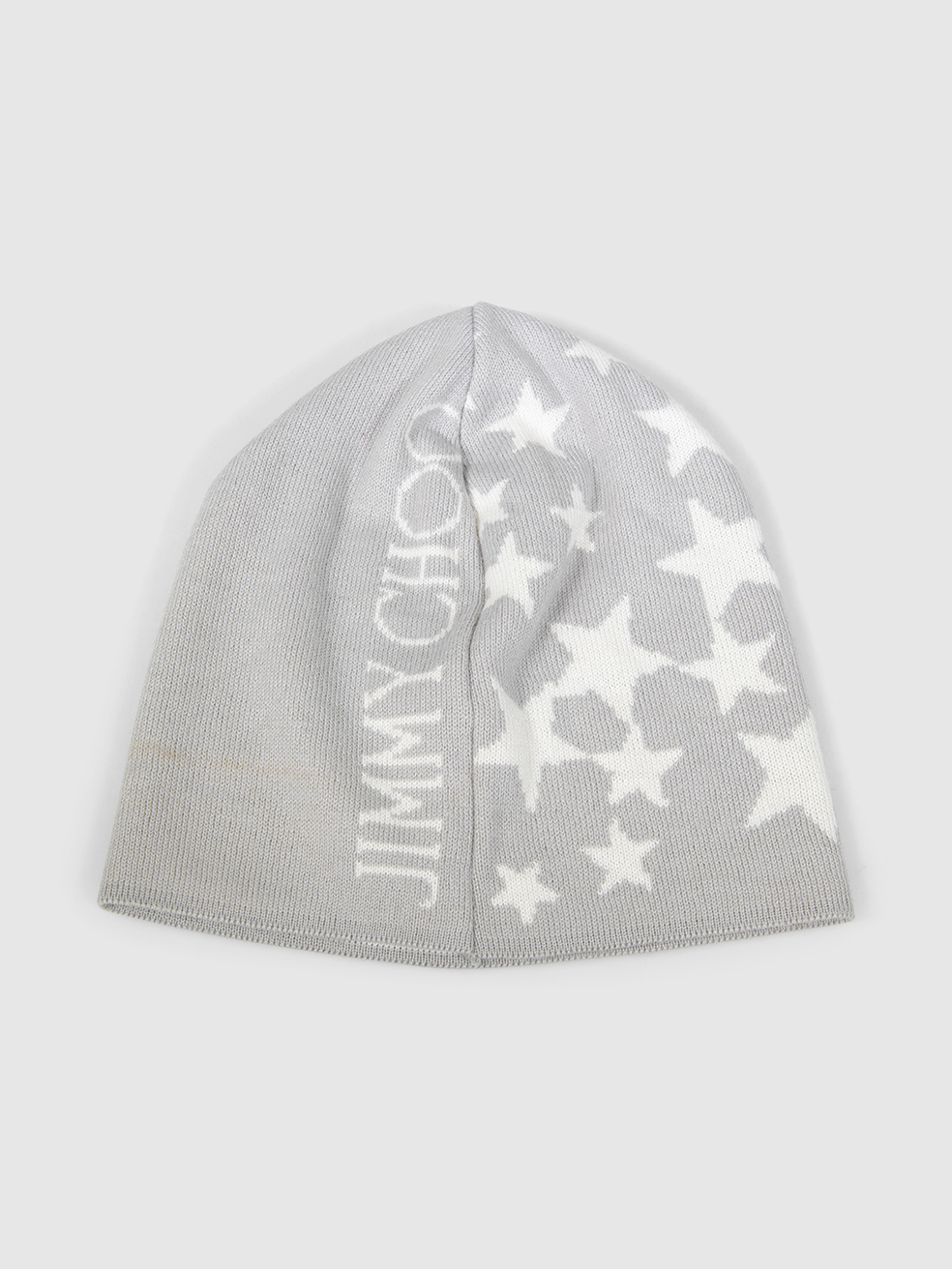 Jimmy Choo Grey Wool Star & Logo Print Beanie