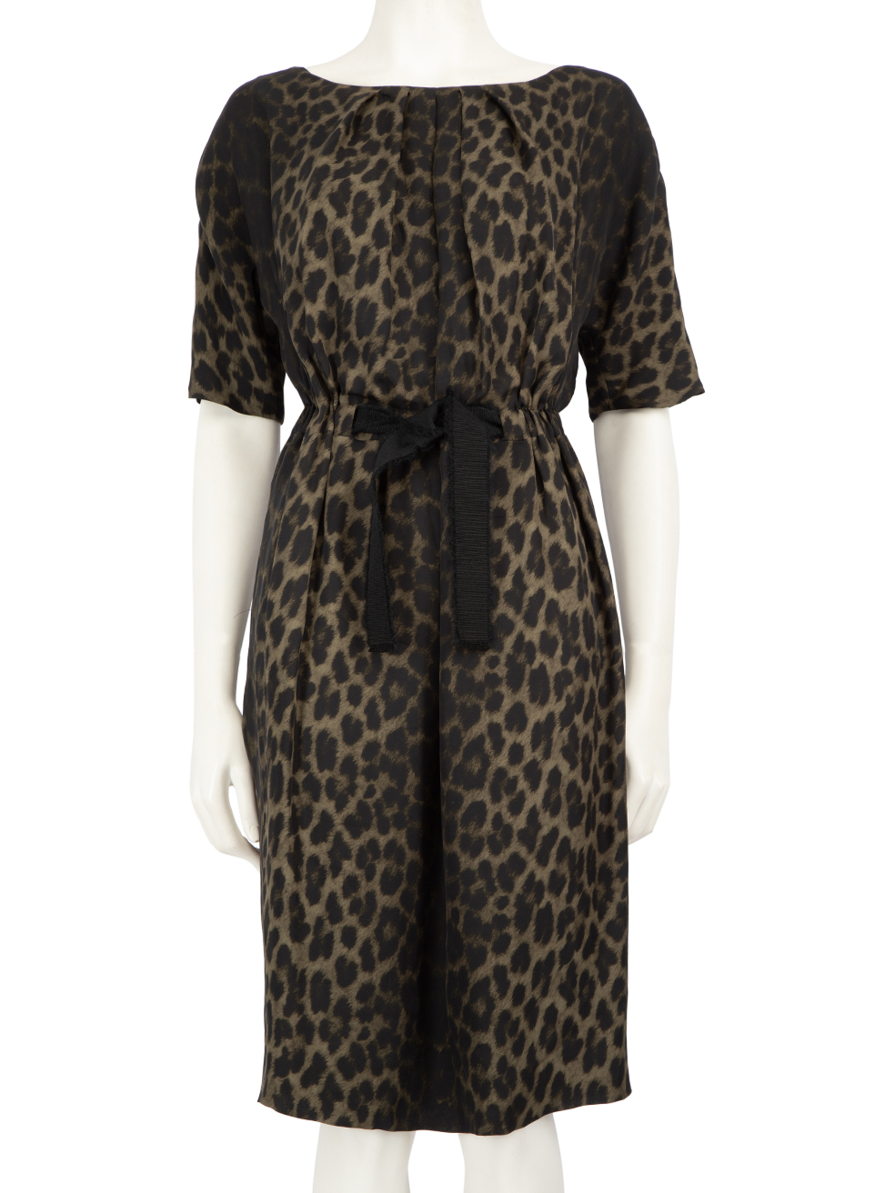 Giambattista Valli Pre-Owned Khaki Silk Leopard Print Dress