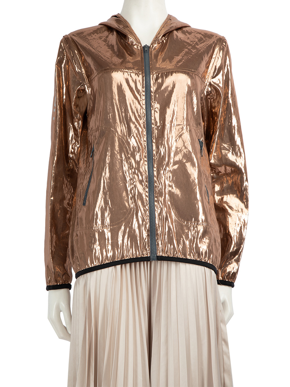 Golden Goose Pre-Owned Gold Metallic Hooded Windbreaker